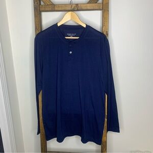 Perry Ellis Portfolio Navy Henley Tee